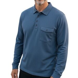UNTUCKit 40979 Golf Polo Men’s 2XL Blue Long Sleeve Performance Shirt XXL 
W